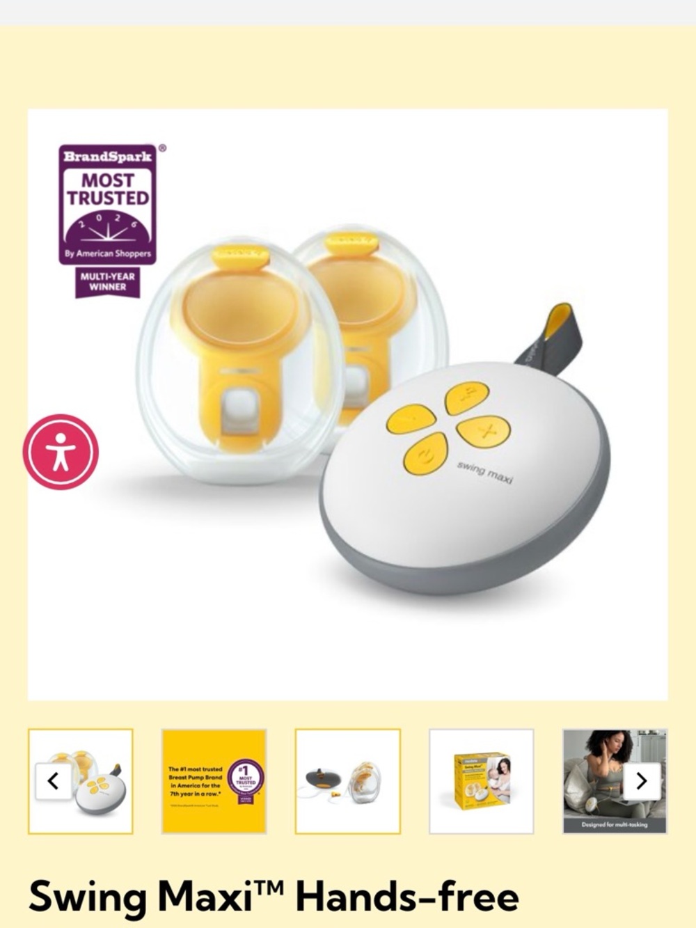Medela Swing Maxi Hands-Free Electric Pump in White and Yellow